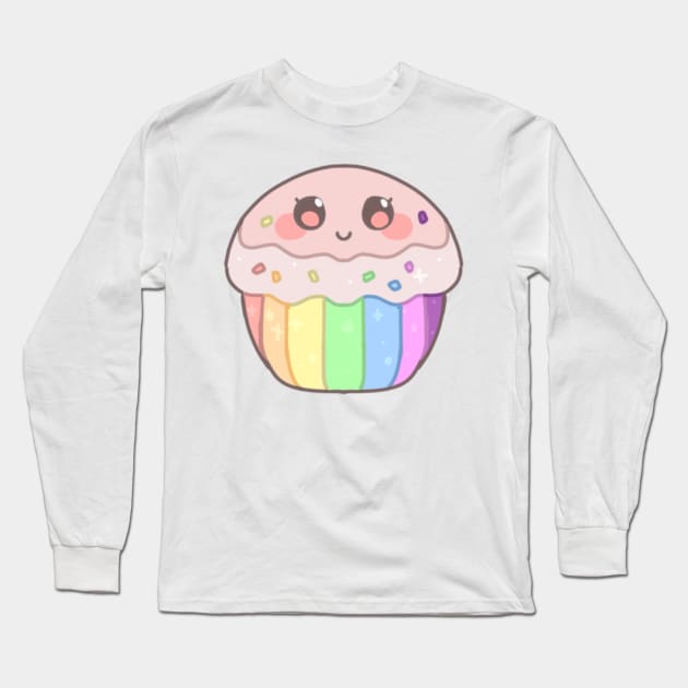 Kawaii cupcake Long Sleeve T-Shirt by Mintbelow